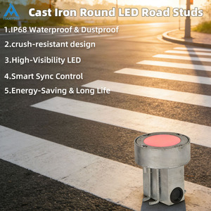 Balises routières <span class=keywords><strong>de</strong></span> <span class=keywords><strong>signalisation</strong></span> <span class=keywords><strong>de</strong></span> sécurité en fonte avec LED, feux <span class=keywords><strong>de</strong></span> <span class=keywords><strong>signalisation</strong></span> au sol intelligents pour piétons, indice <span class=keywords><strong>de</strong></span> protection IP68, DC24V, rouge-vert - Product Image 5