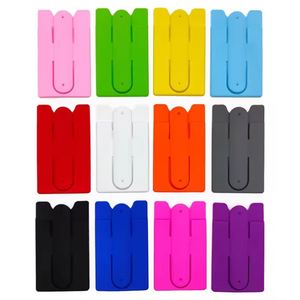 Support de téléphone portable multifonction en silicone avec logo personnalisé, porte-cartes de crédit professionnel, portefeuille adhésif pour smartphone - Product Image 3