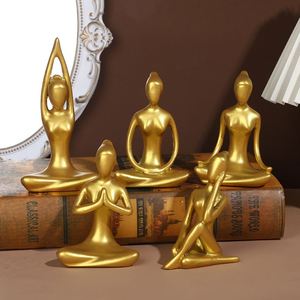 Escultura Decorativa de Resina con Diseño Innovador, Figura Abstracta Hueca de un Pensador Dorado, Tema de Ángel, Ideal para Oficina u Hogar - Product Image 6