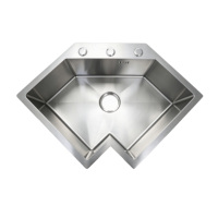 Évier d'angle en acier inoxydable 304 en forme de L, fait main, à encastrer sous le plan, pour armoire d'angle de cuisine
