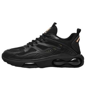 Chaussures de course à coussin d'air noires pour hommes, empeigne en mesh, semelle extérieure en caoutchouc, semelle intermédiaire en EVA, baskets de sport décontractées à ressort - Product Image 5