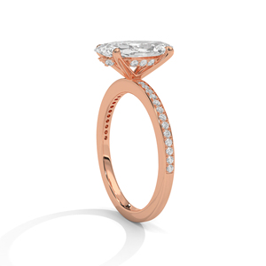 Bague pour femme en or rose avec diamant transparent taille marquise, sertie à griffes, idéale pour fiançailles, anniversaire, mariage, fête, cadeau, bijoux fins, romantique - Product Image 2