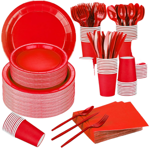 DAMAI - Juego de Vajilla Desechable para Fiestas de Cumpleaños, Bodas y Picnics Familiares, Platos, Vasos y Servilletas de Papel Azules - Product Image 5