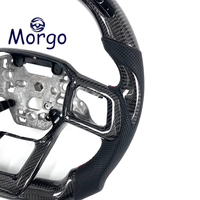 Volant personnalisé en fibre de carbone avec LED pour Ford Mustang S550 GT 2015-2023, amélioration de l'intérieur sportif avec affichage du régime moteur et bande rouge