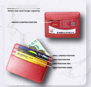 低MOQ高級手作りカスタマイズロゴ本革<span class=keywords><strong>ID</strong></span>カードホルダーウォレットスリムカードホルダークレジットカードカバー - Product Image 5