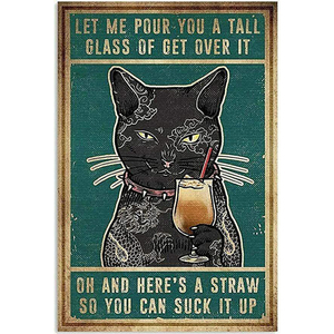 Letrero Decorativo de Pared Retro Vintage con Diseño de Gato, Letrero de Baño de 8x12 Pulgadas para Colgar en Casa, Cafetería u Oficina - Product Image 3