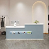 Comptoir de réception moderne bleu, léger et robuste, de luxe, pour salon de beauté, bar incurvé, caisse, petit mobilier de bureau