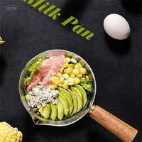 Haute qualité en borosilicate avec manche en bois maison cuisine cuisson lait casserole Pot ustensiles de cuisine pot en verre