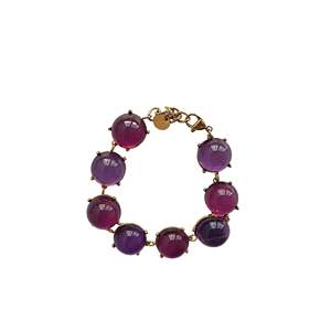 Stainless Steel Purple Beaded <b>Bracelet</b> PVD Gold Plated Resistant Sustainable Fashion Jewelry - Product Image 1