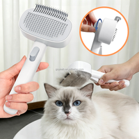 Brosse autonettoyante 2-en-1 pour animaux de compagnie, peigne réglable pour l'élimination des poils de chat et de chien