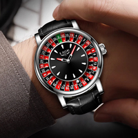 Montre à quartz pour homme LIGE 89161, design créatif de roulette, style casino, 2 options de bracelet, étanche, montre de luxe pour homme, cadeau