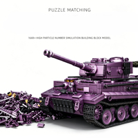 Modèle de char allemand Tiger de la Seconde Guerre mondiale, version Ghost Purple, blocs de construction DIY, jouet militaire en ABS, unisexe, pour les 14 ans et plus