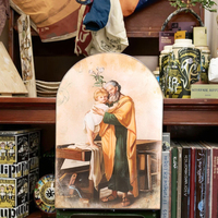 Produits en stock, plaque en MDF religieuse catholique chrétienne en forme d'arche - Souvenir Saint Joseph, impression UV, réutilisable, décoration intérieure