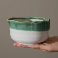 Lot de 4 bols à matcha vert naturel faits à la main Fouet en bambou et support Chasen Coffret cadeau Matcha Idées cadeaux