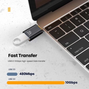<span class=keywords><strong>Adaptateur</strong></span> OTG USB 3.0 vers Type C 10A USB C mâle vers USB femelle Convertisseur Charge rapide Transfert de données Conversion OTG pour ordinateur portable - Product Image 2