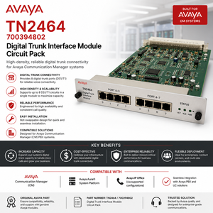 Module d'interface numérique <span class=keywords><strong>Avaya</strong></span> TN2464 700394802 pour systèmes PBX CM Communication Manager - Product Image 1