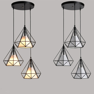 กรอบโลหะสามเหลี่ยมที่มีสีสันจี้โคมไฟระย้าเหล็ก - Product Image 6
