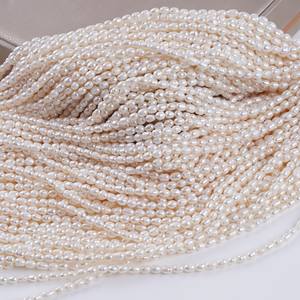Promotion : Chaîne de perles de riz blanches de 4-5 mm, perles d'eau douce naturelles, perles en vrac pour la fabrication de bijoux, couleur Zhuji - Product Image 3