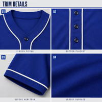 Maillot d'équipe vierge en polyester 100% avec t-shirt respirant en jersey de baseball brodé de logo uni