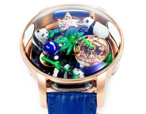 Montre mécanique automatique haut de gamme avec mouvement tourbillon, bracelet bleu et design gravé Panda - Product Image 2
