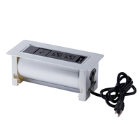Prise de courant rotative manuelle standard américaine, 2 prises CA, 2 ports de charge USB, prise de courant escamotable manuelle pour bureau, salle de réunion