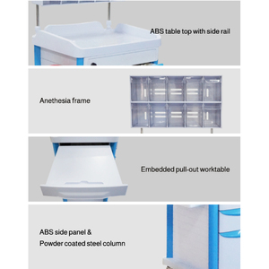 플라스틱 의료용 가구 트롤리 병원 마취 트롤리 바퀴付き 의료 장비 ABS 마취 트롤리 공급업체 - Product Image 4