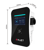 Chargeur de véhicule électrique INJET New Swift Pro Touch 11kW/22kW Type 2, IP65 IK10 OCPP 2.0.1, câble 5/7,5m, éclairage LED RGB, application/RFID