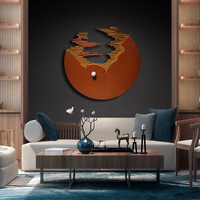 Peinture murale 3D artisanale de luxe, œuvre d'art abstraite géométrique en relief, sculpture sur bois, décorations pour la maison, peinture en relief paysagère