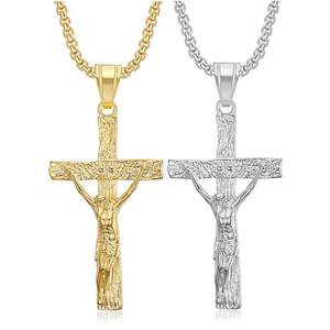 Hip Hop Religious <b>Cross</b> Jesus Luxury Pvd 316 Stainless Steel Jewelry Pendant Necklace Gold Plated 2025 for Women <b>Men</b> Wholesale - Product Image 1