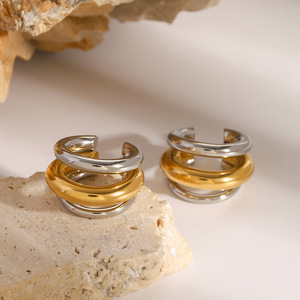 Pendientes Huggie de Acero Inoxidable, Diseño Geométrico en Oro y Plata, Joyería para Mujer, Pendientes de Titanio, Pendientes Colgantes de Moda - Product Image 3