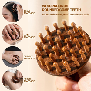 Cepillo para el Cabello Multifuncional Portátil con Logotipo Personalizado para Hombres y Mujeres, Peine de Madera para Masaje del Cuero Cabelludo, Cepillo de Sándalo para el Cuidado del Cabello - Product Image 5