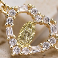 Gelang Kristen Tembaga Padat Berlapis Emas CZ Bening Bertahtakan Biji Rosario, Hadiah Trendi Unisex untuk Segala Acara