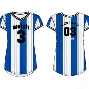 Magliette da Baseball Classiche a Righe con Stampa Digitale e Lettere Cucite Personalizzate a Maniche Corte - Product Image 3