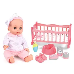 14 Inch Pee Boy Doll Bottles Toilets And Diapers Metal Baby Stroller With Light Kids Doll Toys