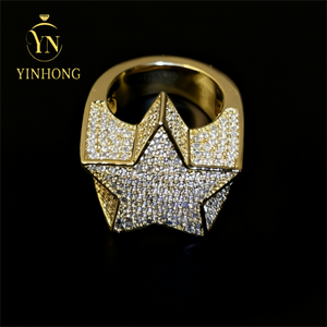 Hip-hop dos homens e das mulheres Alta Jóias <span class=keywords><strong>Tester</strong></span> 925 Sterling Silver Vvs Moissanite Star-shaped Anel - Product Image 4