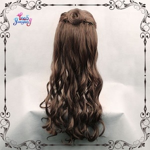 Perruque <span class=keywords><strong>de</strong></span> cosplay Belle <span class=keywords><strong>de</strong></span> <span class=keywords><strong>la</strong></span> Belle et <span class=keywords><strong>la</strong></span> Bête, cheveux bouclés brun foncé - Product Image 3