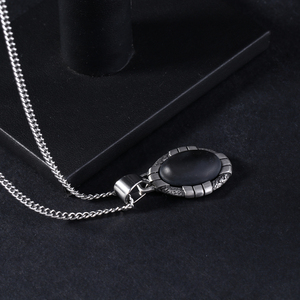 Ónix negro Oval ágata Natural de piedras preciosas COLLAR COLGANTE de <span class=keywords><strong>la</strong></span> joyería para hombres - Product Image 4