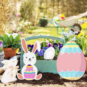 Wholesale 8 Pcs Wooden <b>Ornaments</b> Unfinished Wooden <b>Easter</b> Bunny Eggs and Carrots for DIY Decor Dropshipping - Product Image 2