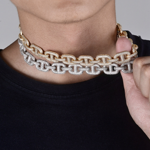 Collar Gargantilla Cubana Gruesa <span class=keywords><strong>de</strong></span> 14 mm <span class=keywords><strong>con</strong></span> Incrustaciones <span class=keywords><strong>de</strong></span> Circonitas Brillantes, Joyería Hip Hop para Mujer, <span class=keywords><strong>Cadena</strong></span> <span class=keywords><strong>de</strong></span> Nariz <span class=keywords><strong>de</strong></span> Cerdo en <span class=keywords><strong>Oro</strong></span> <span class=keywords><strong>Blanco</strong></span> <span class=keywords><strong>con</strong></span> Micro Pavé - Product Image 5