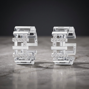 Pendientes de Aro con Diamantes Cultivados en Laboratorio con Corte Geométrico, Chapados en Rodio, Oro de 10K, 14K, 18K, Plata de Ley 925 y 935 para Boda - Product Image 1