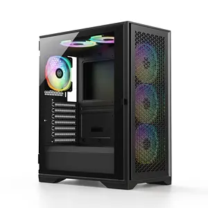 ATX 게임 컴퓨터 케이스 사이드 강화 유리 철 그물 패널 PC 캐비닛 게이머 중앙 타워