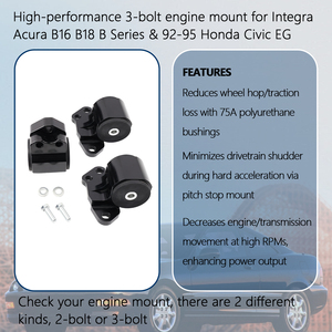 AOSU Nouveau support moteur à 3 boulons pour Honda Civic EG6 92-95 et Integra DC2 90-01, en aluminium billette 6061-T6 léger ENM009 - Product Image 5