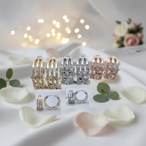 Incantevole Set di gioielli da sposa e da sposa in due pezzi placcato oro 24K per un Look alla moda - Product Image 3