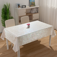Nappe rectangulaire en tissu blanc nacré irisé RNPT, effet coquille de perle, pour table rectangulaire
