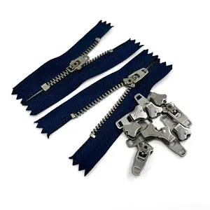 Zipper Custom 3# 5# Close-end Metal Brass Zipper With Auto Lock Slider For Jeans Pants