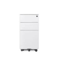 Meuble de rangement mobile à trois tiroirs en acier, sous bureau, peu encombrant, avec serrure, écologique, pour petit bureau ou chambre