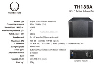 Subwoofer actif 800W RMS, 18 pouces, avec module amplificateur DSP, 104dB SPL, haut-parleur pour système audio Line Array TH18BA
