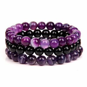 3pcs Set Natural Stone Crystal Bracelet 8mm Turquoises Rose Quartz Beads Bracelet Beaded Healing Energy Bracelet pour Femmes Hommes - Product Image 3