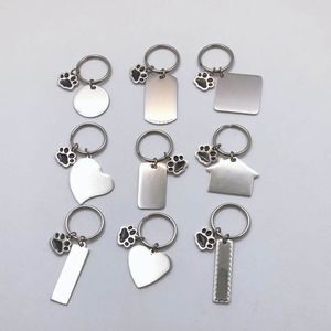 Llavero en blanco para huellas de pata, personalizable DIY, de acero inoxidable, con forma de casa, corazón o rectángulo, tipo placa de identificación para perro, para grabar logotipo - Product Image 3