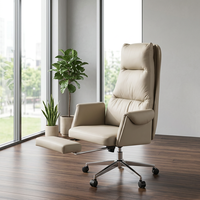 Silla de Oficina Ejecutiva Ergonómica Giratoria de Cuero Genuino con Función Reclinable y Soporte Lumbar para una Asientos Cómoda